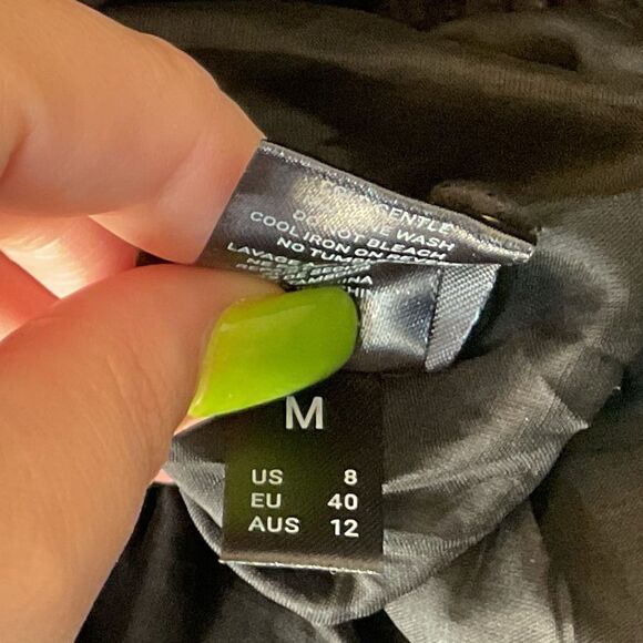 Magali Pascal Maggie Black Silk Blend Ruffled V-Neck Tie Waist Mini Dress Size 8 - Picture 8 of 8